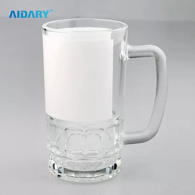 AIDARY 升华玻璃啤酒杯带白色贴片