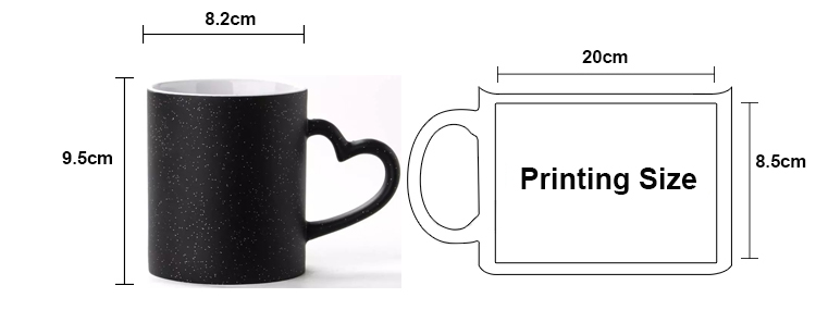 心形手柄闪光颜色变化杯子尺寸