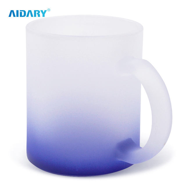 AIDARY 升华空白 11 盎司渐变彩色沙色玻璃杯带手柄