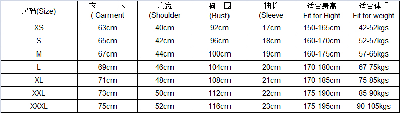 T 恤尺码