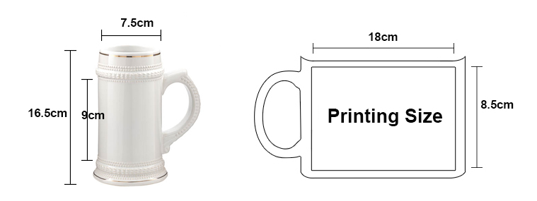 22oz 陶瓷金色边啤酒杯尺寸